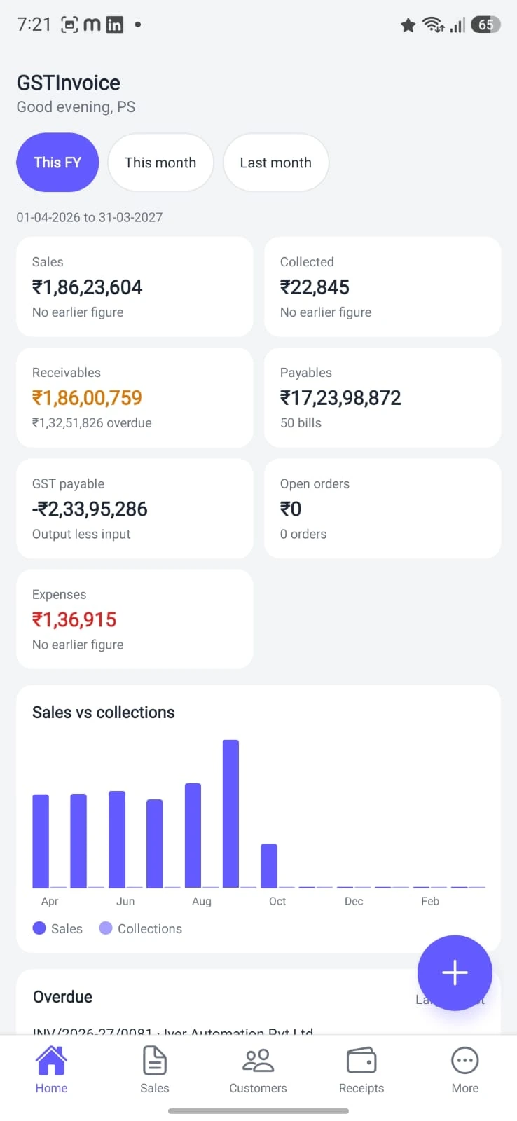 GSTInvoice Mobile Dashboard
