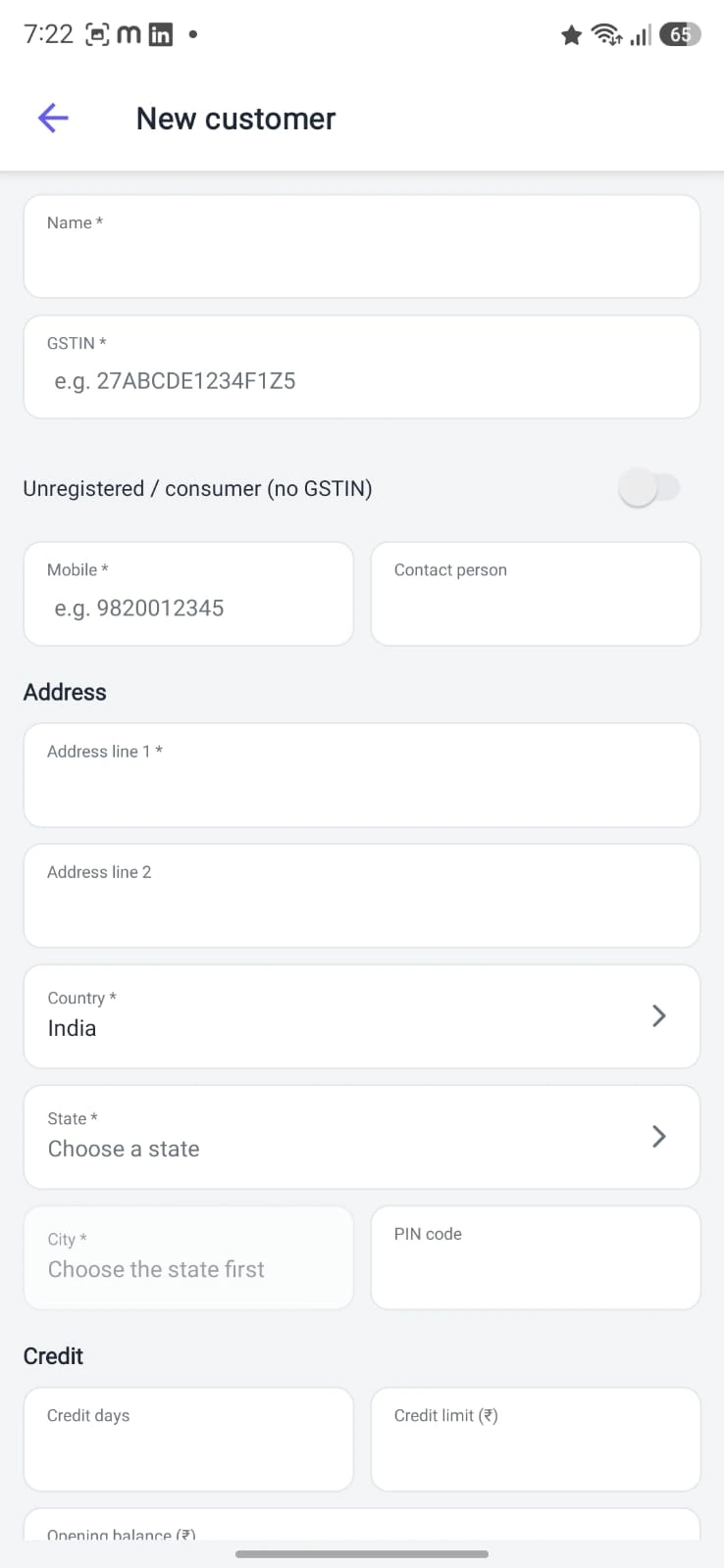 Customer and Ledger Directory Screen