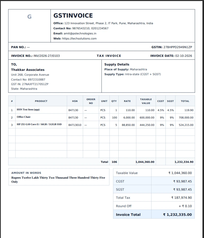 Official GST Invoice Layout Preview